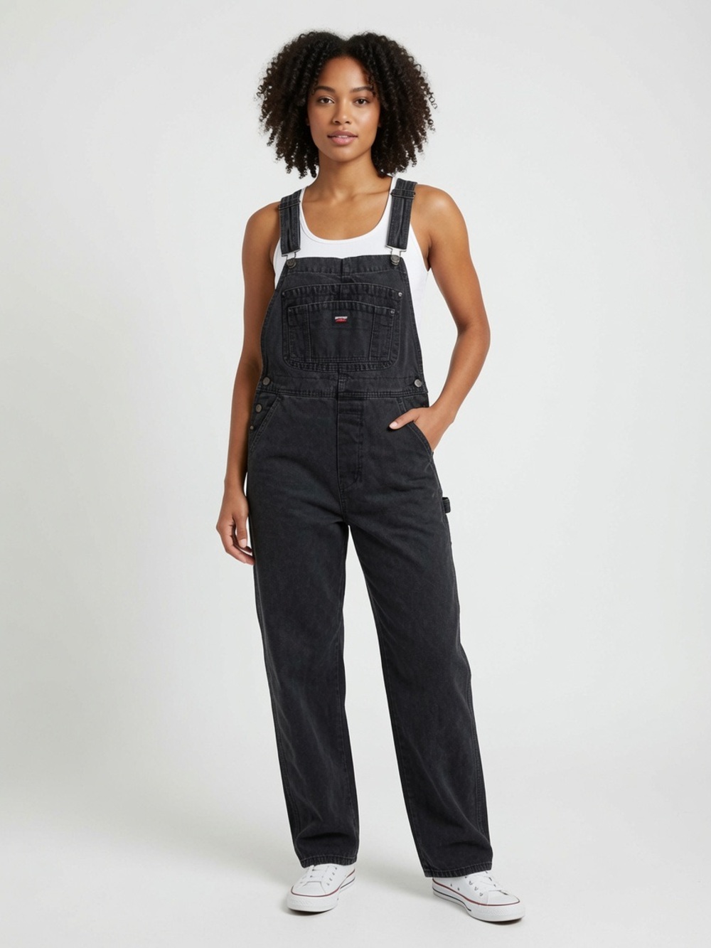 Vintage Jordache Denim Bib Overalls Women's L Dark Gray Black Y2K Carpentar